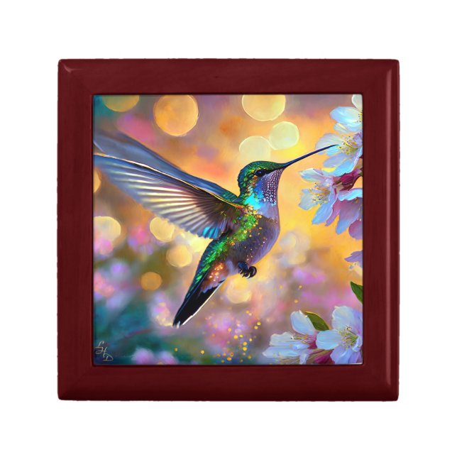 Cherry Blossom Fantasy Sunrise Hummingbird Gift Box (Front)