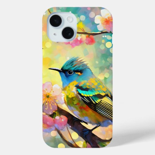 Cherry Blossom Fantasy Sunrise Songbirds iPhone 15 Case