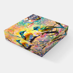 Cherry Blossom Fantasy Sunrise Songbirds Paperweight