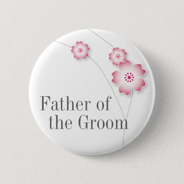 Cherry Blossom Father of the Groom Button (Front)