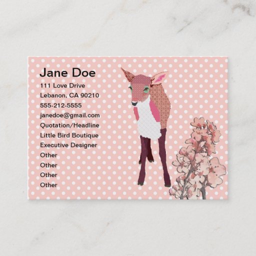 Customizable Cherry Blossom Fawn Business Cards