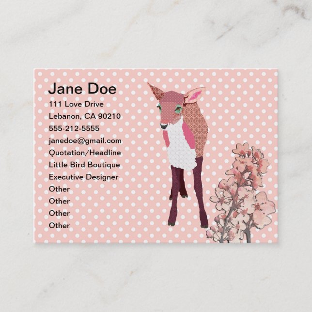 Cherry Blossom Fawn Business Cards (Front)