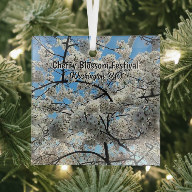Cherry Blossom Festival Washington D.C. Souvenir Glass Ornament (Insitu)