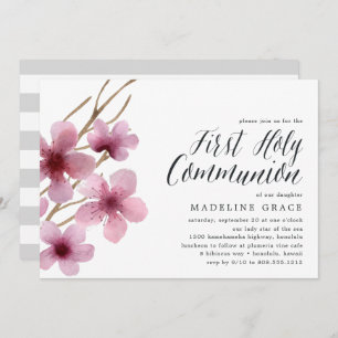 Cherry Blossom First Communion Party Invitation