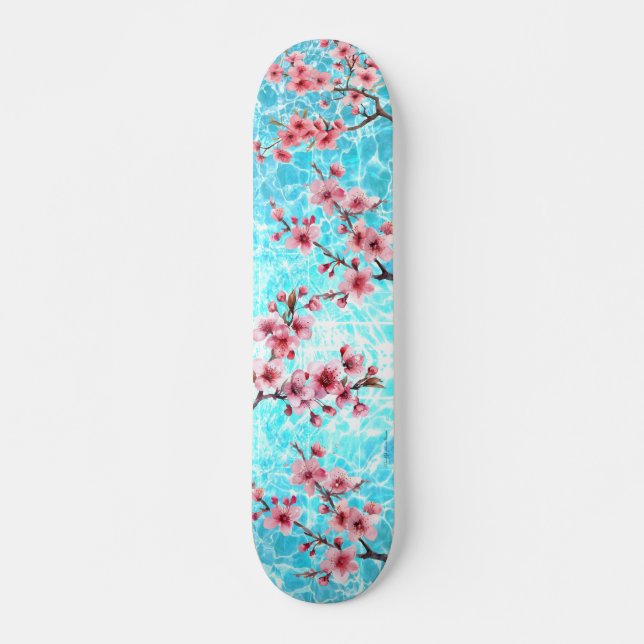 Cherry Blossom Floating on the Ocean Skateboard (Front)