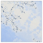 Cherry Blossom Floral Asia Blue White Fabric