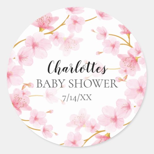 Cherry Blossom  Floral Baby Shower Envelope Seal