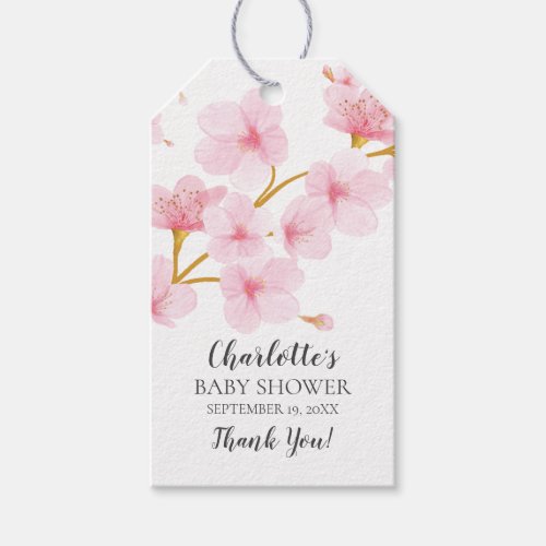 Cherry Blossom Floral Baby Shower Favor Gift Tag