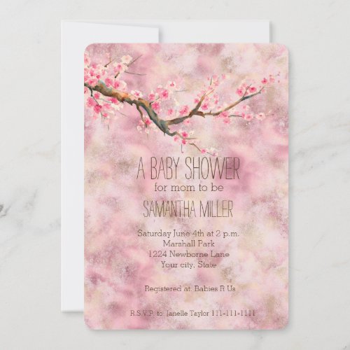 Cherry Blossom Floral Baby Shower Invitation