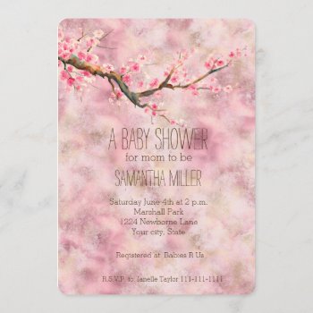 Cherry Blossom Floral Baby Shower Invitation by peacefuldreams at Zazzle