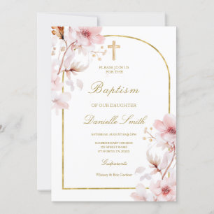 Cherry blossom Floral Baptism Invitation