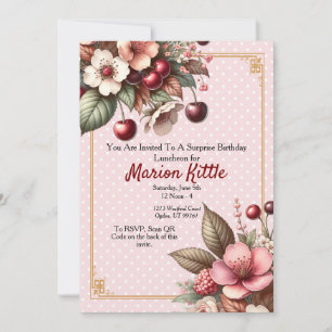 Cherry Blossom Floral Birthday Invitation