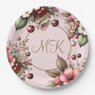 Cherry Blossom Floral Birthday Paper Plates