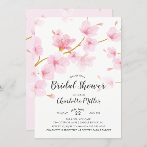 Cherry Blossom Floral Bridal Shower Invitation