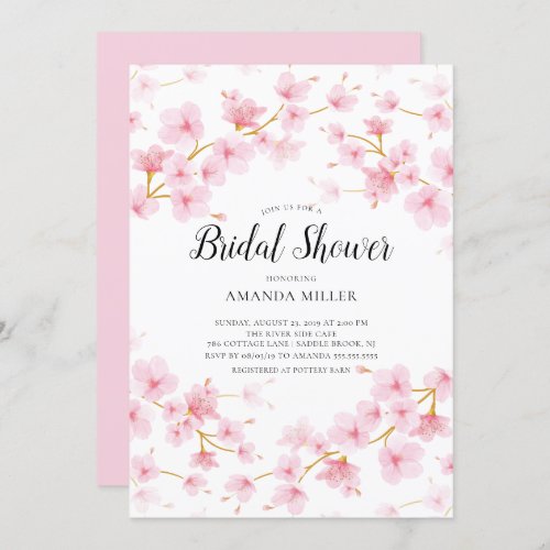 Cherry Blossom Floral Bridal Shower Invitation