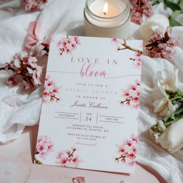 Cherry Blossom Floral Bridal Shower Invitation (Creator Uploaded)