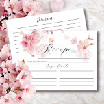 Cherry Blossom Floral Bridal Shower Recipe Card<br><div class="desc">Pretty pink cherry blossom floral recipe card.  Front of card has space for the recipe title,  from the kitchen of & ingredients.  The back has line for directions.  Matching invitations are available in our shop</div>