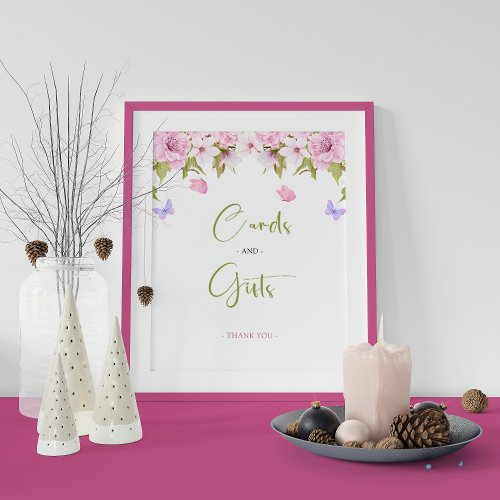 Cherry Blossom Floral Cards And Gifts Baby Shower Pedestal Sign