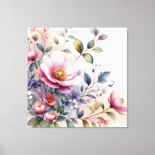 Cherry Blossom Floral Delight  in watercolor Canvas Print