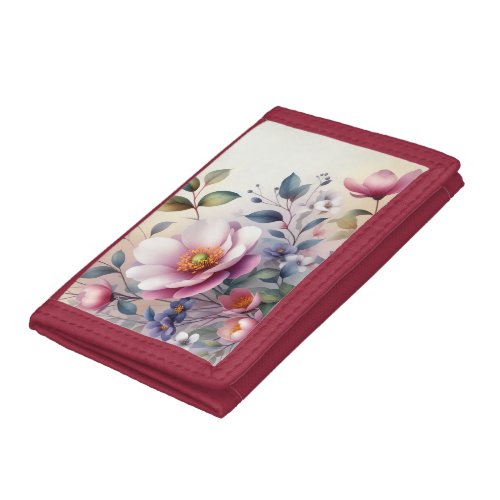 Cherry Blossom Floral Delight  in watercolor Trifold Wallet