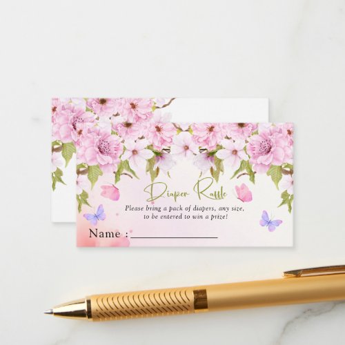 Cherry Blossom Floral Diaper Raffle Baby Shower Enclosure Card