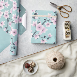 Cherry Blossom, Sakura Flower Wrapping Paper by Rocketpine