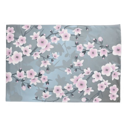 Cherry Blossom Floral Dusty Pink Dusty Blue Pillow Case