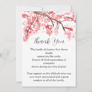 Cherry Blossom Floral Funeral Death Thank you  Invitation