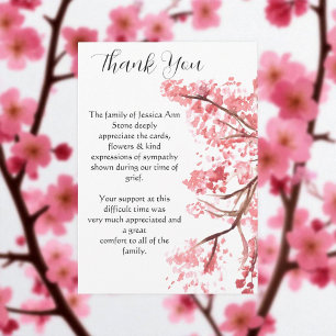 Cherry Blossom Floral Funeral Death Thank you  Invitation