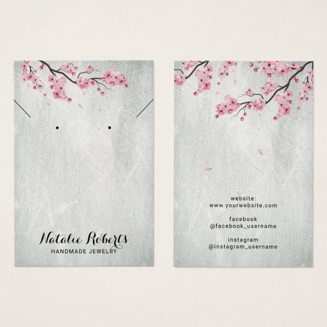 Cherry Blossom Floral Jewelry Earring Display (Front & Back)