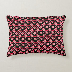 Cherry Blossom Floral Pattern, Pink Flowers Accent Pillow