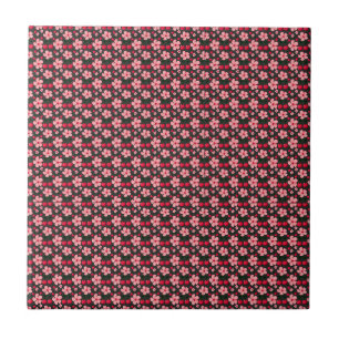 Cherry Blossom Floral Pattern, Pink Flowers Ceramic Tile