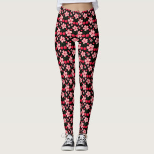 Cherry Blossom Floral Pattern, Pink Flowers Leggings