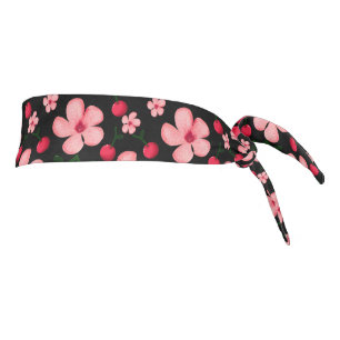 Cherry Blossom Floral Pattern, Pink Flowers Tie Headband