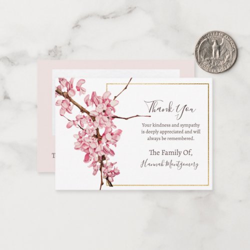 Cherry Blossom Floral Photo Sympathy Funeral Card