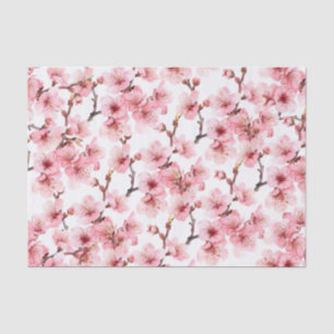 Cherry Blossom Floral Pink White Tissue Paper