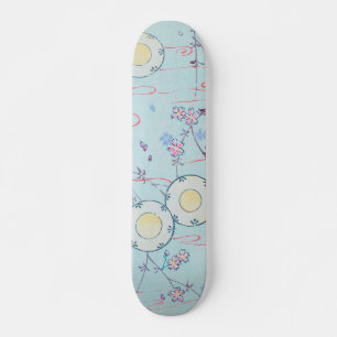 Cherry Blossom Floral Print Vintage Japanese Retro Skateboard