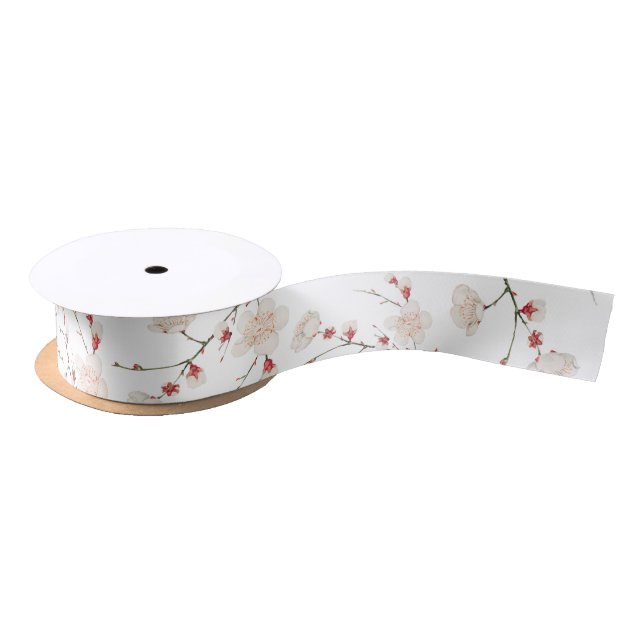 Cherry Blossom Floral Satin Ribbon (Spool)