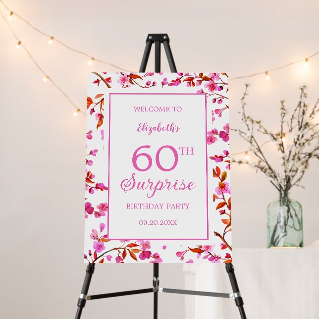 Cherry Blossom Floral Surprise Pink Birthday  Foam Board (In Situ (Stand))