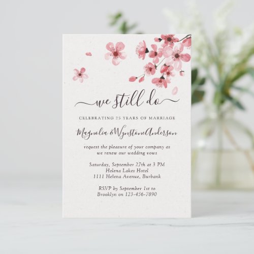 Cherry Blossom Floral Vow Renewal Invitation