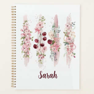Cherry Blossom Floral Watercolor, Add Name Planner
