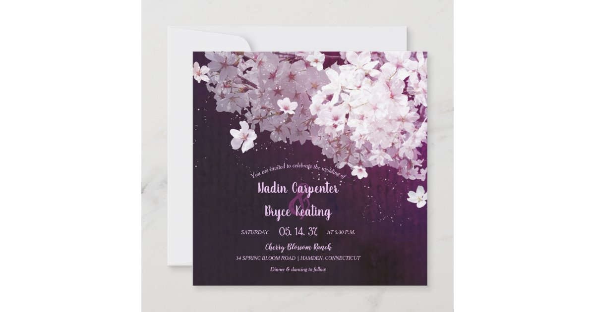 Cherry Blossom Floral Wedding Invitation | Zazzle