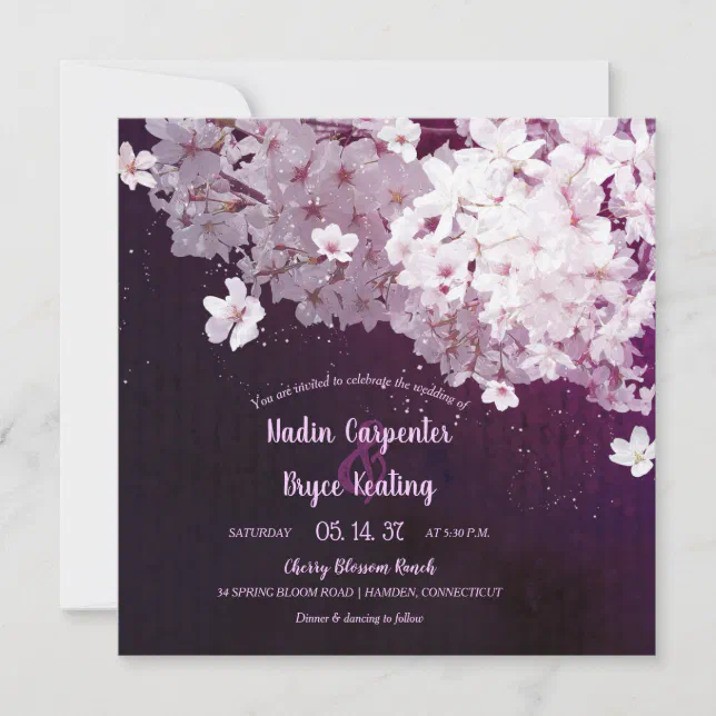 Cherry Blossom Floral Wedding Invitation 