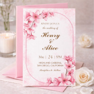 Cherry Blossom Floral Wedding Invitation