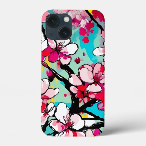 Cherry Blossom Flower Abstract Art Floral Colorful iPhone 13 Mini Case