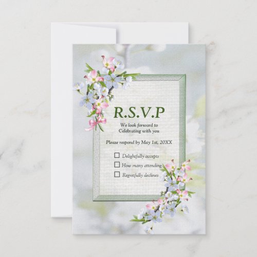 Cherry Blossom Flower Bouquet RSVP Card