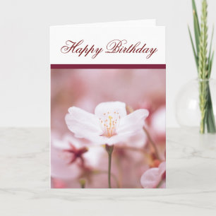 Cherry Blossom Flower Happy Birthday Greeting Card