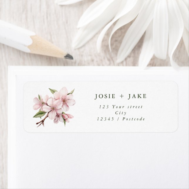 Cherry blossom flower return address label (Insitu)