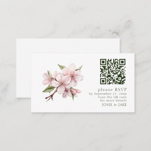 Cherry Blossom flower RSVP QR Code Enclosure Card