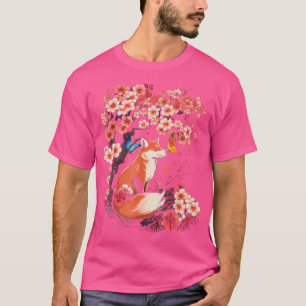 Cherry Blossom Flower Sakura Kawaii Japanese Fox T-Shirt